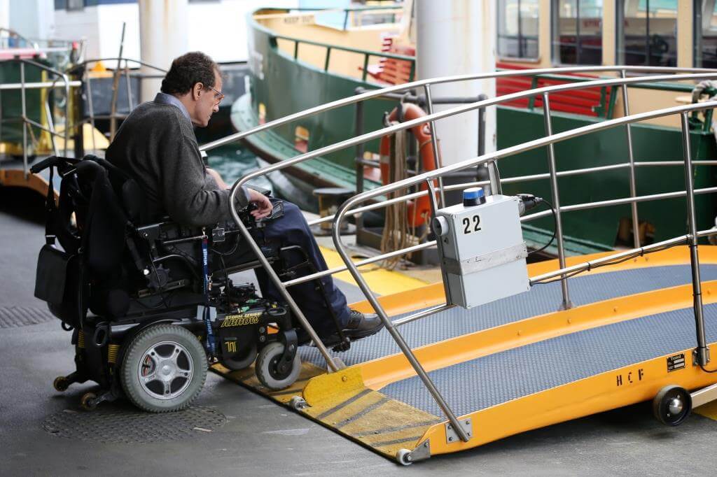 Electric wheel chair access to ferry
