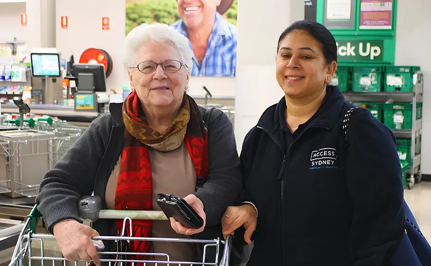 Client and staff member at a supermarket